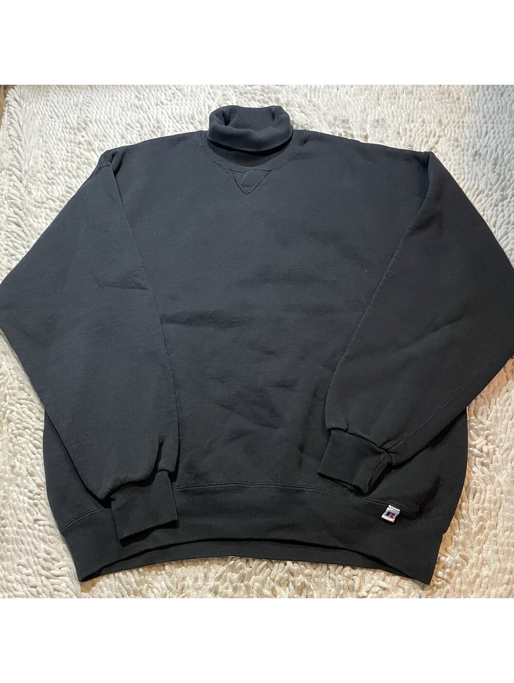 Vintage 90s Russell Athletics Turtle Crewneck Made In USA XL Mockneck Sweatshirt